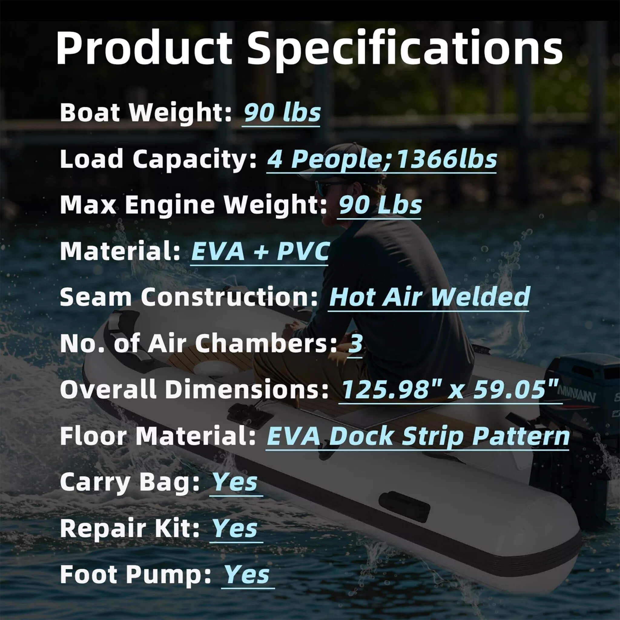Portable Inflatable Dinghy Boat Kit With Accessories (SAK93784) - The Vitality Estate