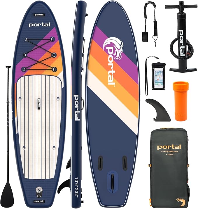 PORTAL SUP Inflatable Paddle Board for Adults 10'6'' Stand Up Paddleboard,Non-Slip Deck Blow up Paddle Boards with Adjustable Paddle, Carry Bag, and Repair Kit - The Vitality Estate