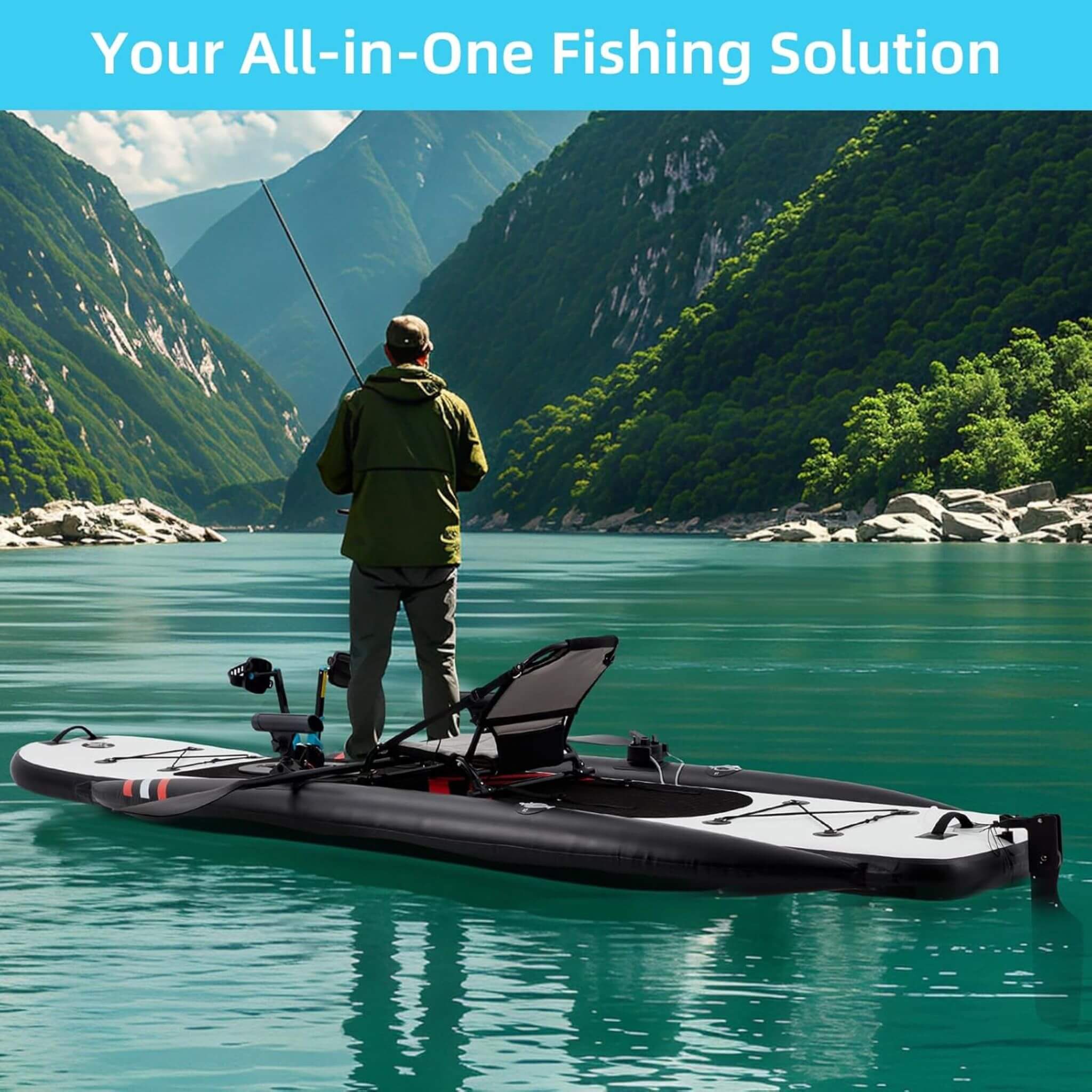 Premium 12FT Lightweight Inflatable Fishing Kayak With Pedal System (SAK15079) - The Vitality Estate