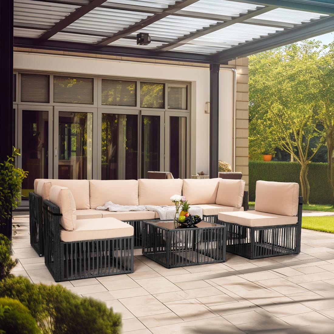 Axis 104.8" Modern Outdoor Sectional Set, 7-Piece