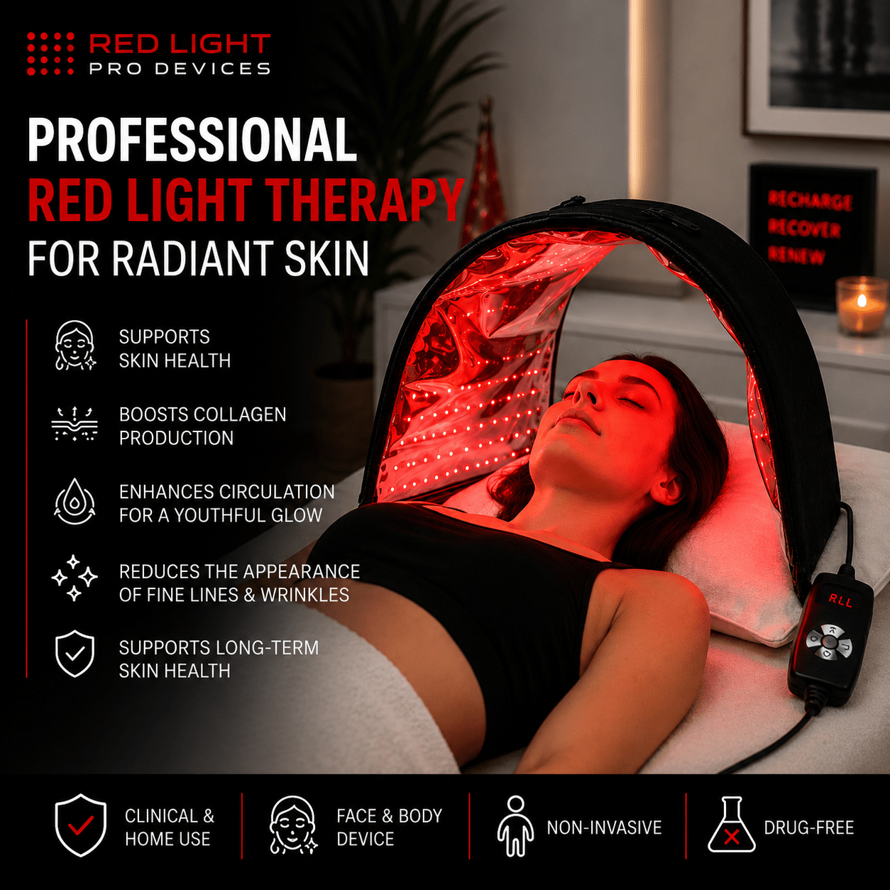 Red Light Therapy VersaDome Pro 2-in-1 – Face & Body Device with 1,998 LEDs - The Vitality Estate