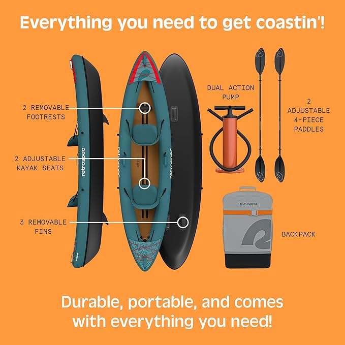 Retrospec Coaster Single & Tandem Inflatable Kayak - The Vitality Estate