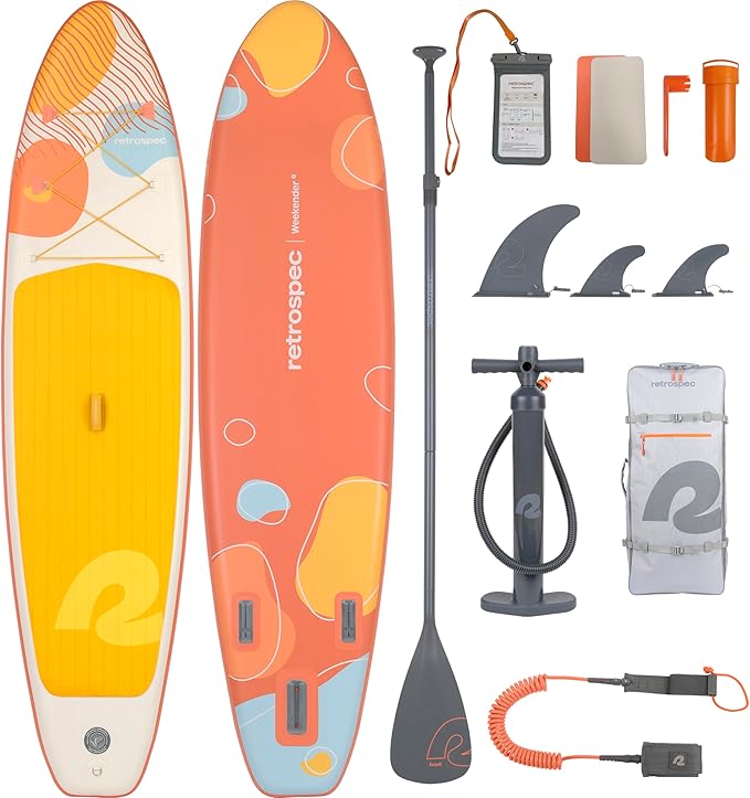 Retrospec Weekender Inflatable Stand Up Paddle Board Includes Paddle, Pump, and Accessories 10’6” Lightweight iSUP, Puncture Resistant Inflatable Paddle Board for Adults - The Vitality Estate