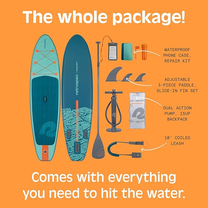 Retrospec Weekender Inflatable Stand Up Paddle Board Includes Paddle, Pump, and Accessories 10’6” Lightweight iSUP, Puncture Resistant Inflatable Paddle Board for Adults - The Vitality Estate