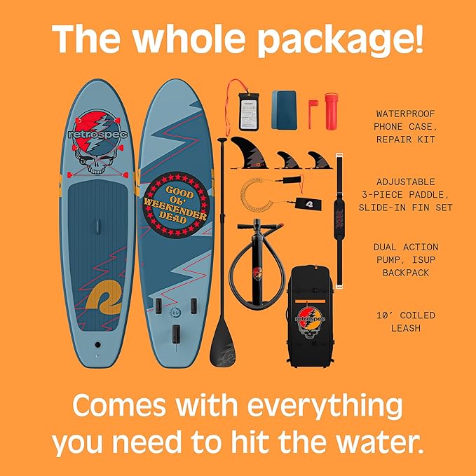 Retrospec Weekender Inflatable Stand Up Paddle Board Includes Paddle, Pump, and Accessories 10’6” Lightweight iSUP, Puncture Resistant Inflatable Paddle Board for Adults - The Vitality Estate