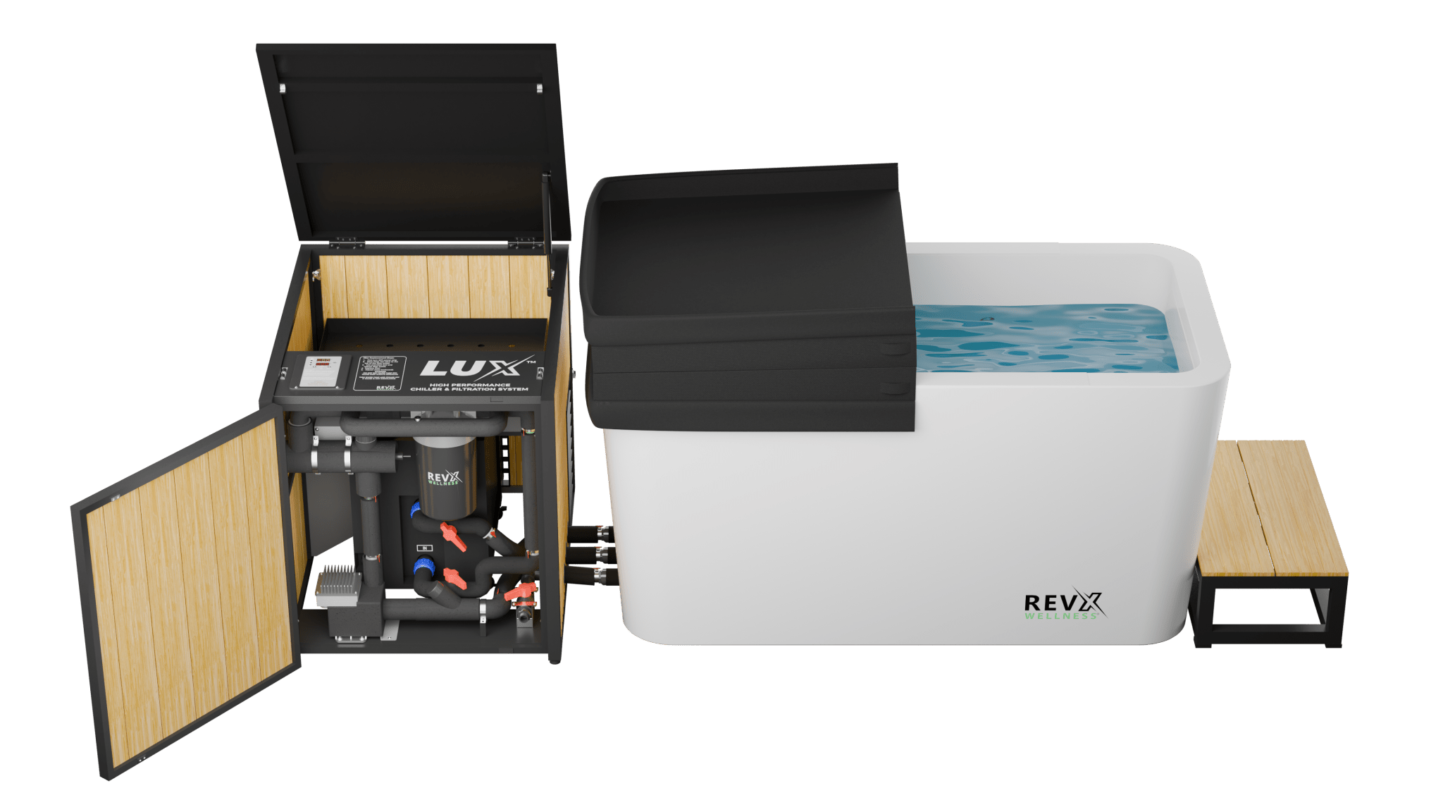 RevX Acrylic X Tub Cold Plunge + LUX High Performance Chiller and Filtration System - The Vitality Estate