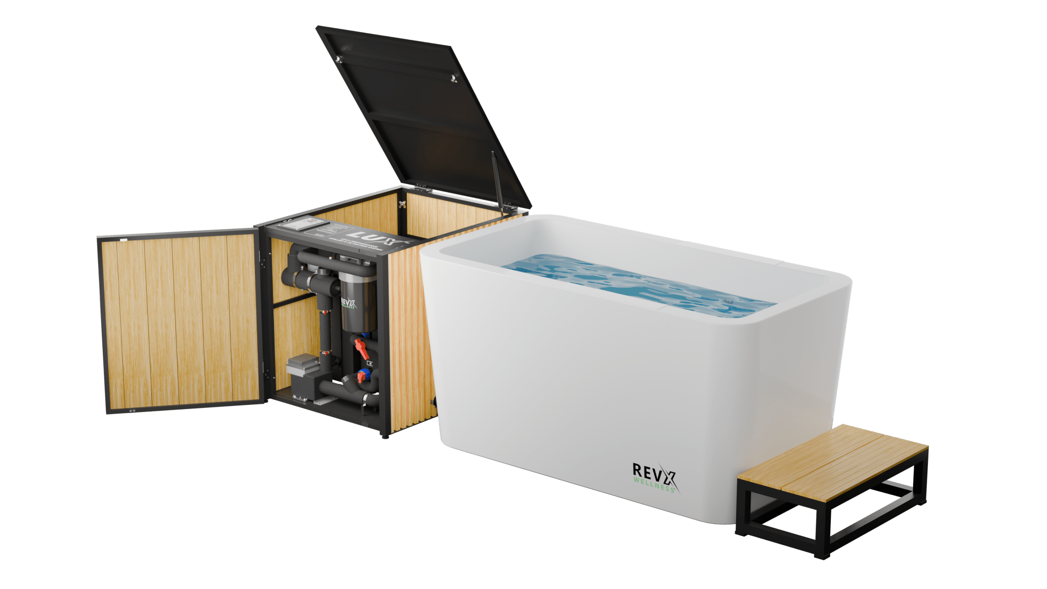 RevX Acrylic X Tub Cold Plunge + LUX High Performance Chiller and Filtration System - The Vitality Estate