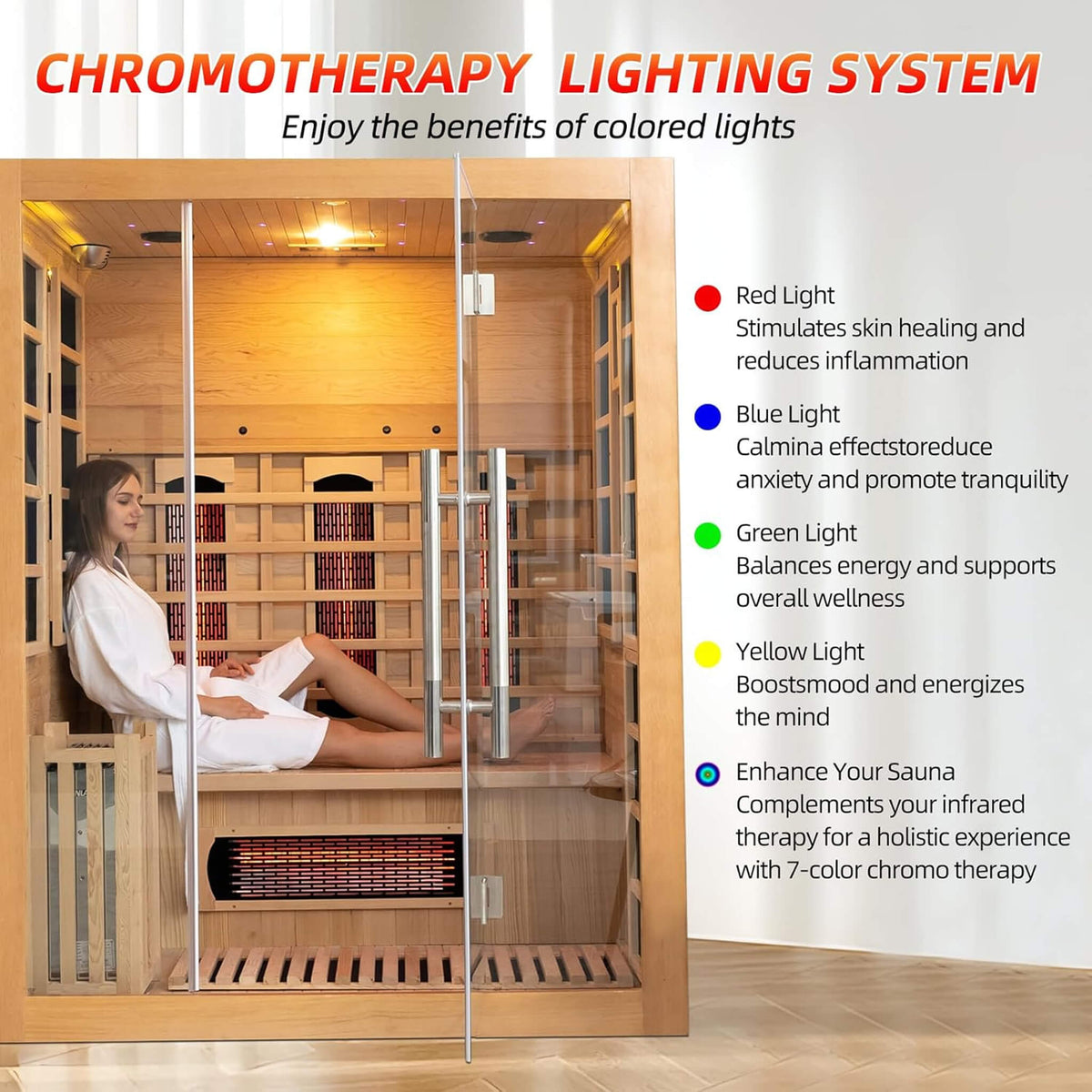Rövia Aurora 3-Person Indoor Hybrid Sauna Room With Infrared And 4.5KW Steam Heater (SAK41592) - The Vitality Estate