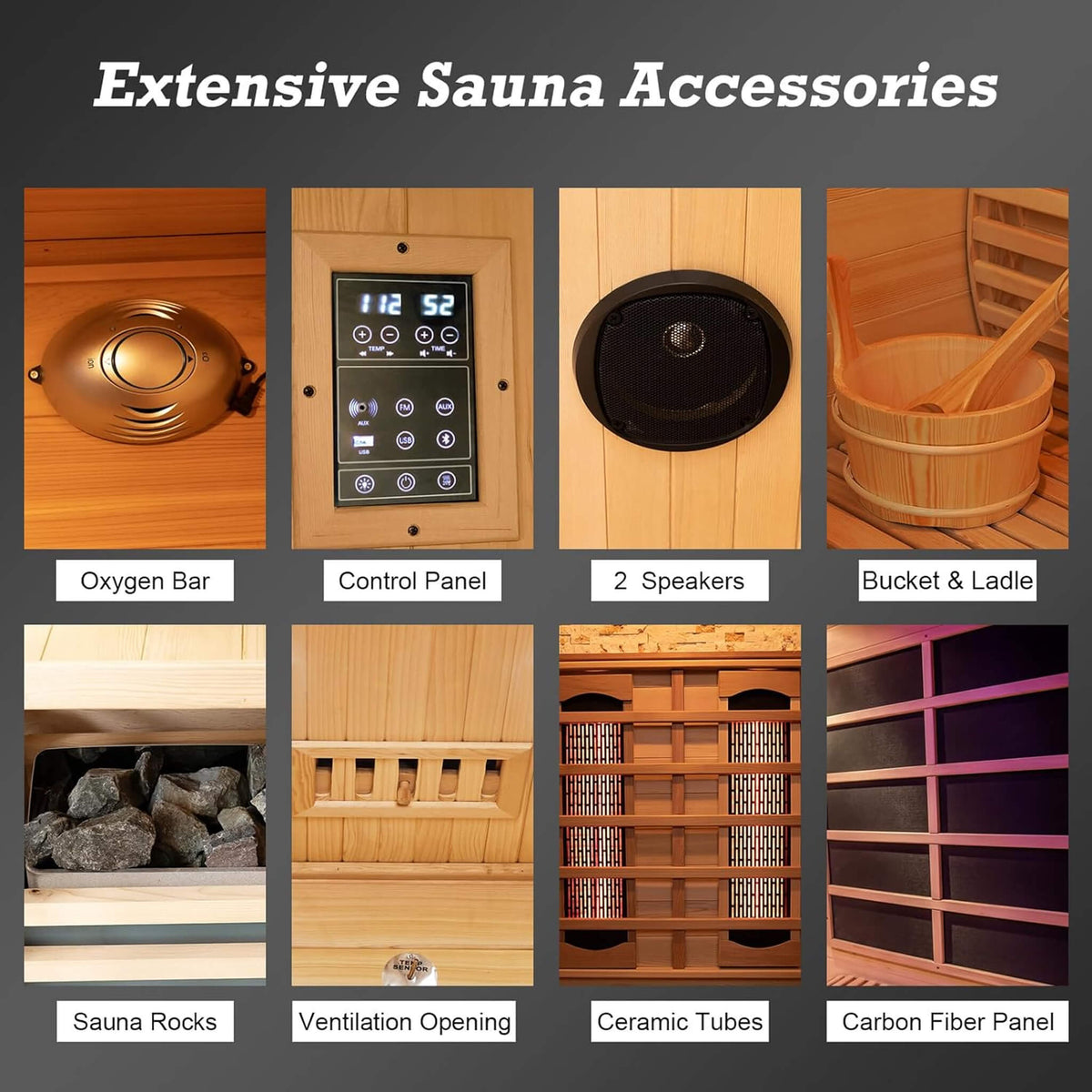Rövia Aurora 3-Person Indoor Hybrid Sauna Room With Infrared And 4.5KW Steam Heater (SAK41592) - The Vitality Estate