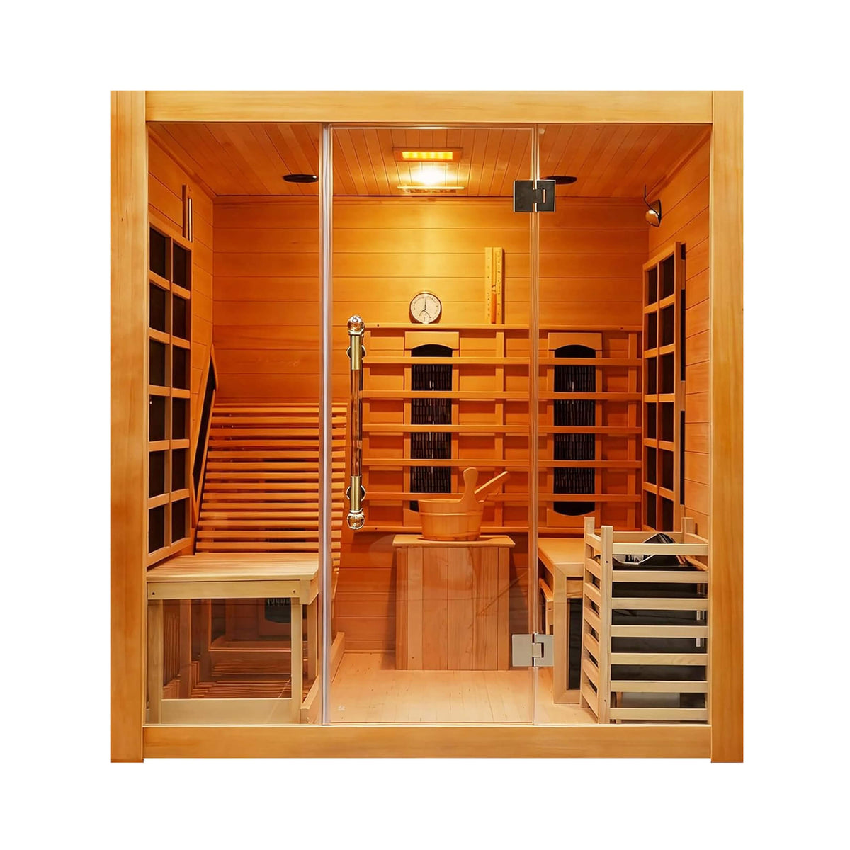 Rövia Oasis 3-Person Indoor Hybrid Sauna Room With Built-In Lounge Chair (SAK35182) - The Vitality Estate