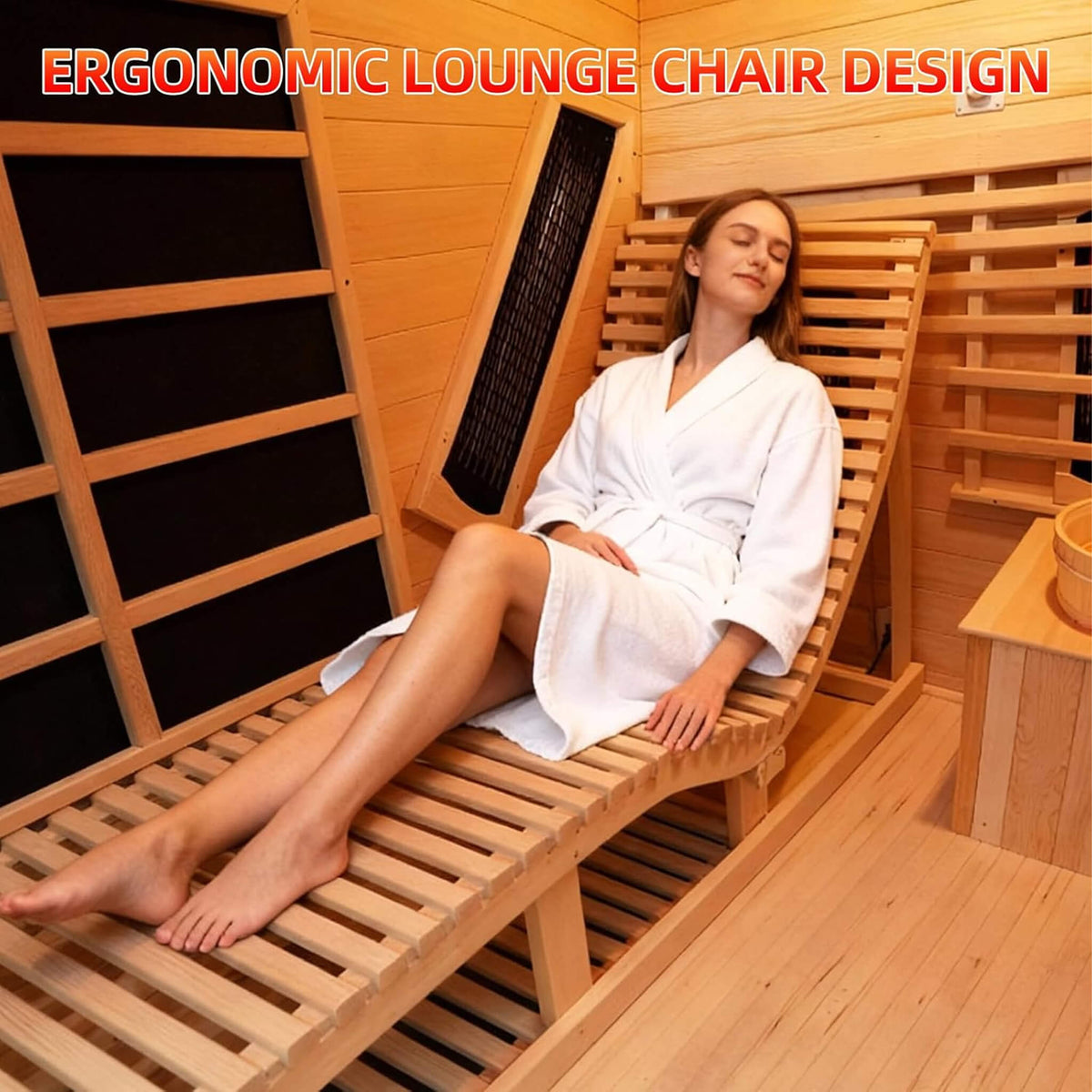Rövia Oasis 3-Person Indoor Hybrid Sauna Room With Built-In Lounge Chair (SAK35182) - The Vitality Estate