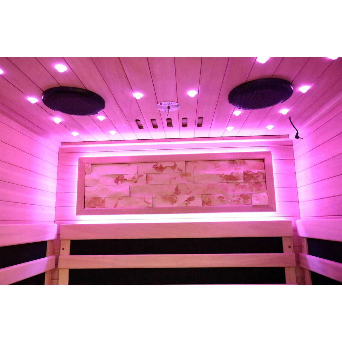 Single Person Sauna Room With LED Lighting, Epoxy Heating Plates, And Compact Design - American White Oak - The Vitality Estate