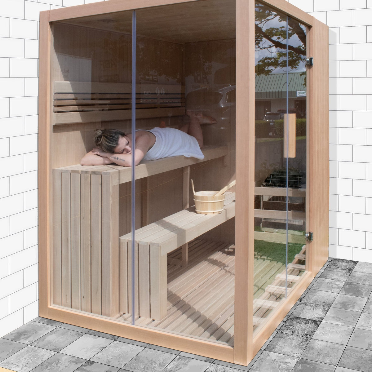 STHE4INNY Canadian Hemlock 4-6 Person Indoor Wet Dry Sauna with 4.5 Kw UL Heater - The Vitality Estate