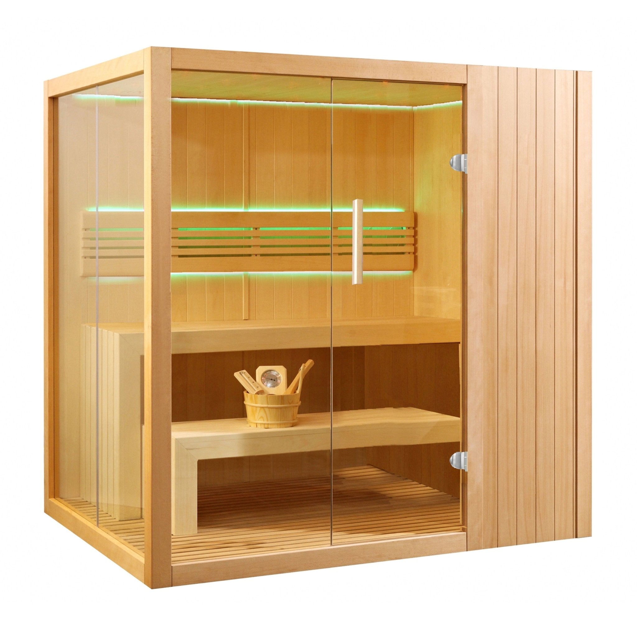 STHE4INNY Canadian Hemlock 4-6 Person Indoor Wet Dry Sauna with 4.5 Kw UL Heater - The Vitality Estate