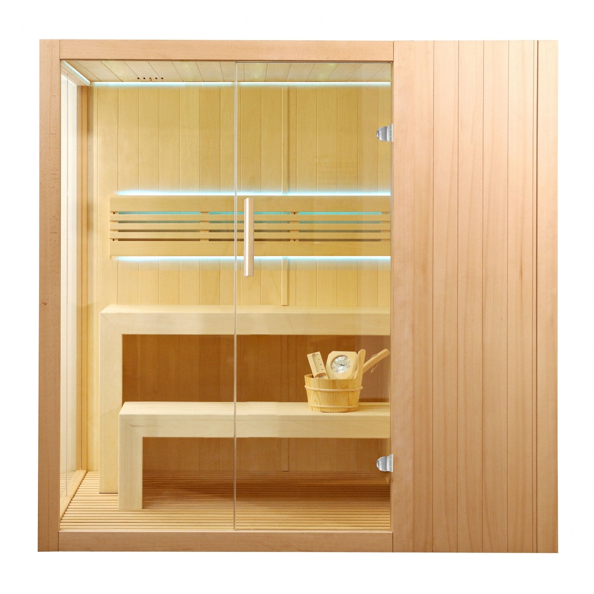 STHE4INNY Canadian Hemlock 4-6 Person Indoor Wet Dry Sauna with 4.5 Kw UL Heater - The Vitality Estate