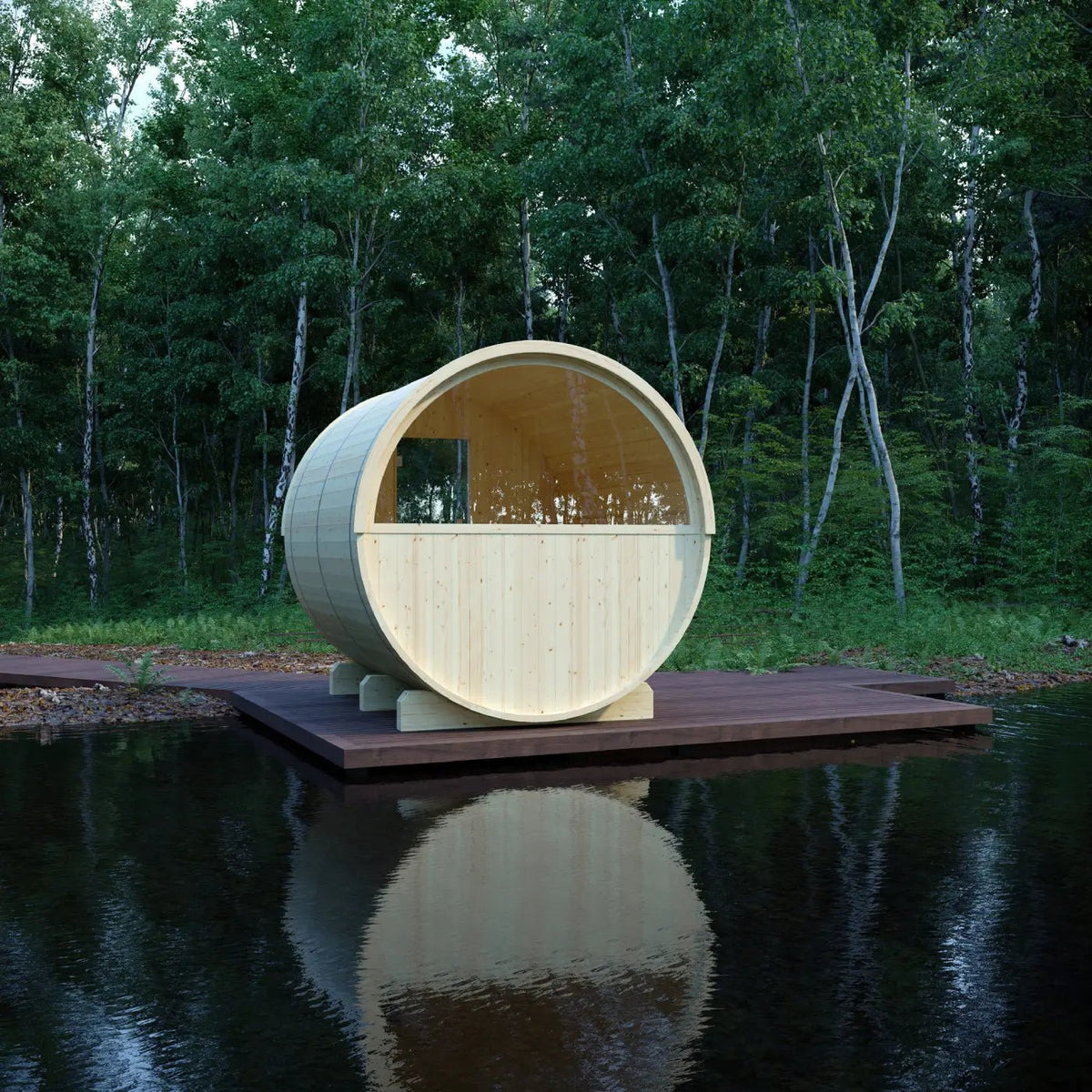 Tampere Finnish Barrel Sauna with WiFi Heater - Finnish Sauna Builders - The Vitality Estate