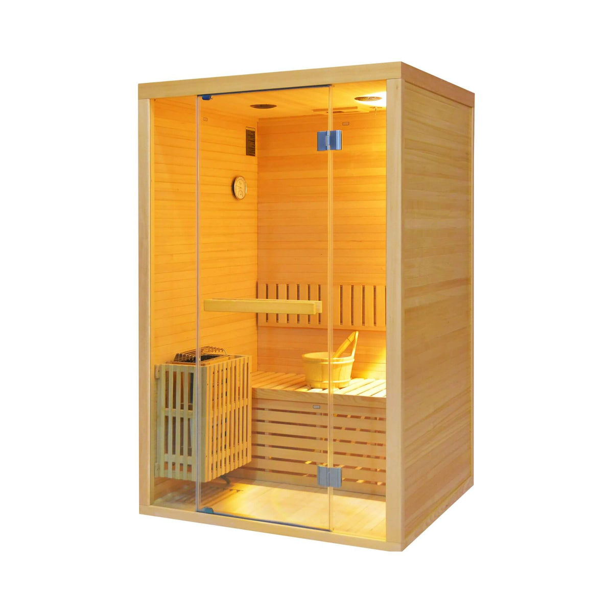 Thermora Alpine Premium 2-Person 3KW Hemlock Wood Sauna With LED Wall Light (SAK28471) - The Vitality Estate