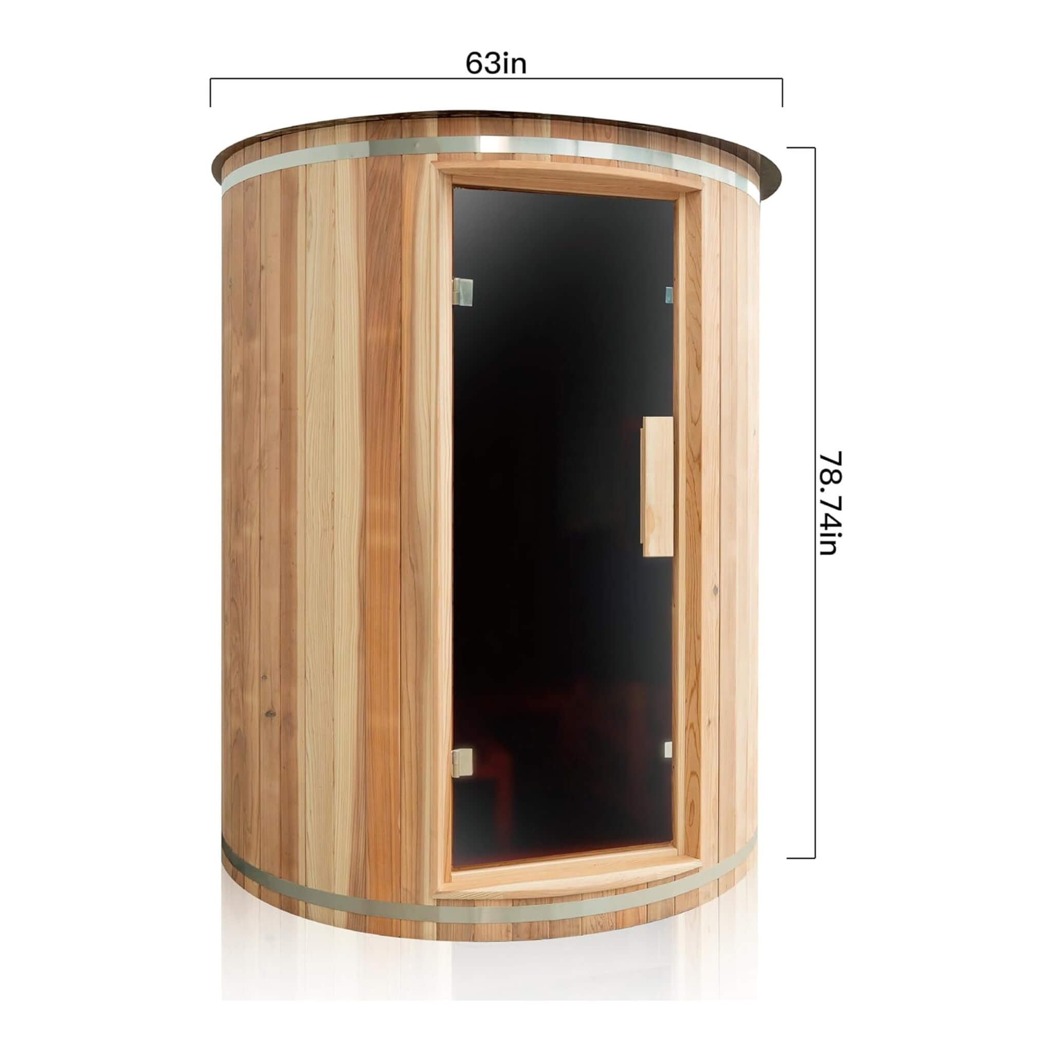 Thermora Barcelona Premium 78-Inch 4-Person Cedar Wood Outdoor Vertical Barrel Sauna With 6KW Heater, LED Lights And Stones (SAK74813) - The Vitality Estate