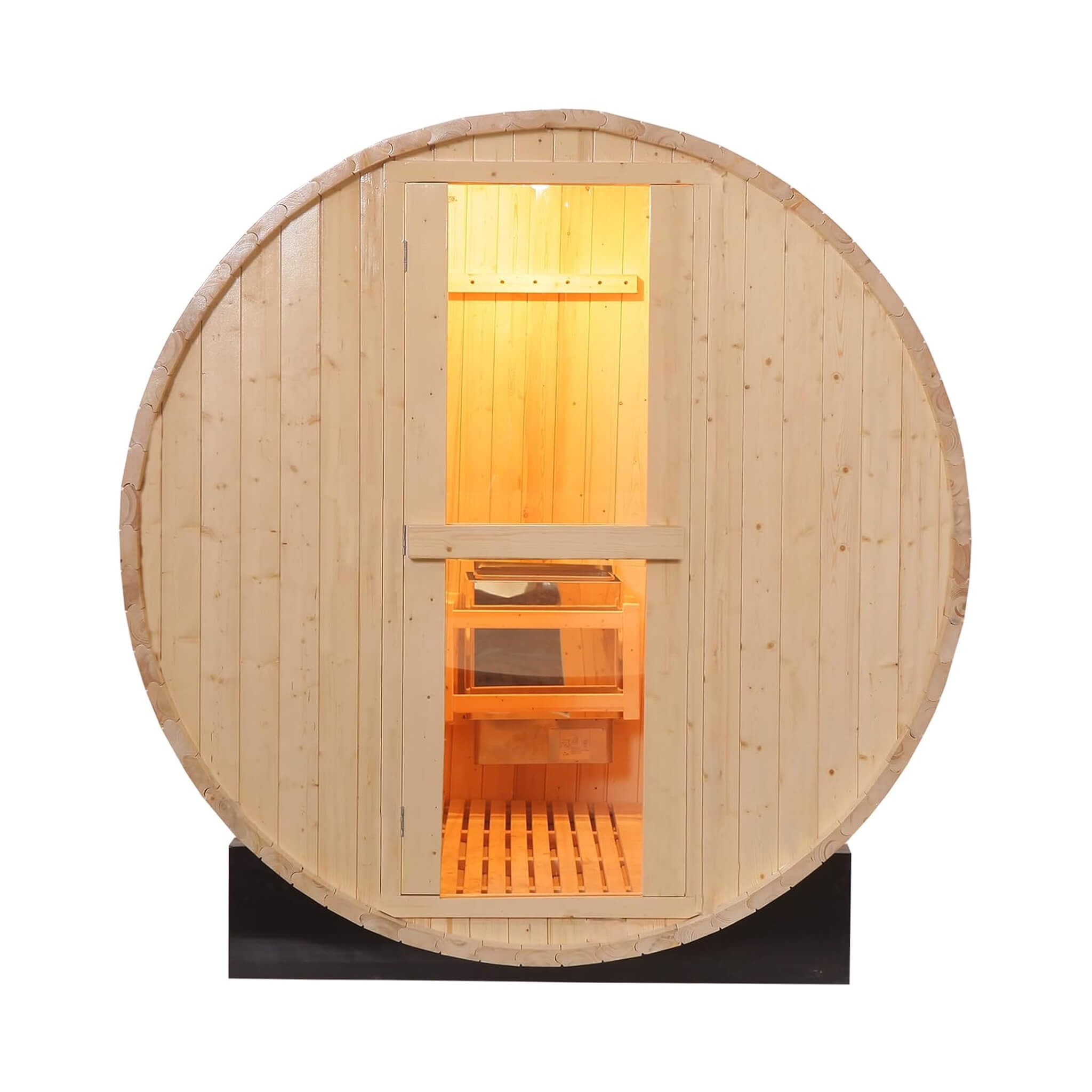 Thermora Haven Premium All-Weather Outdoor Pinewood Barrel Sauna Kit With 4.5KW Heater And Tempered Glass Window (SAK91462) - The Vitality Estate