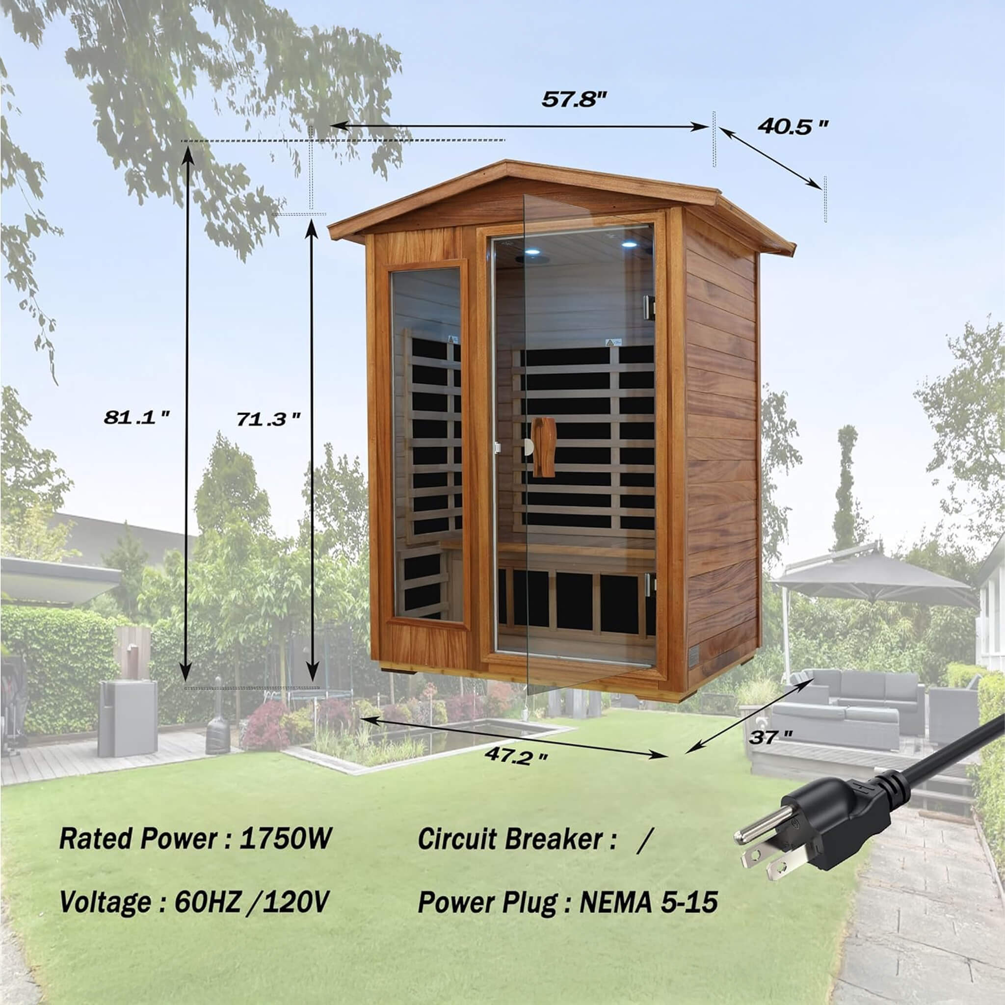 Thermora Ignis 2-Person Ultra-Low EMF Mahogany Outdoor Infrared Sauna With Bluetooth Speakers (SAK43021) - The Vitality Estate