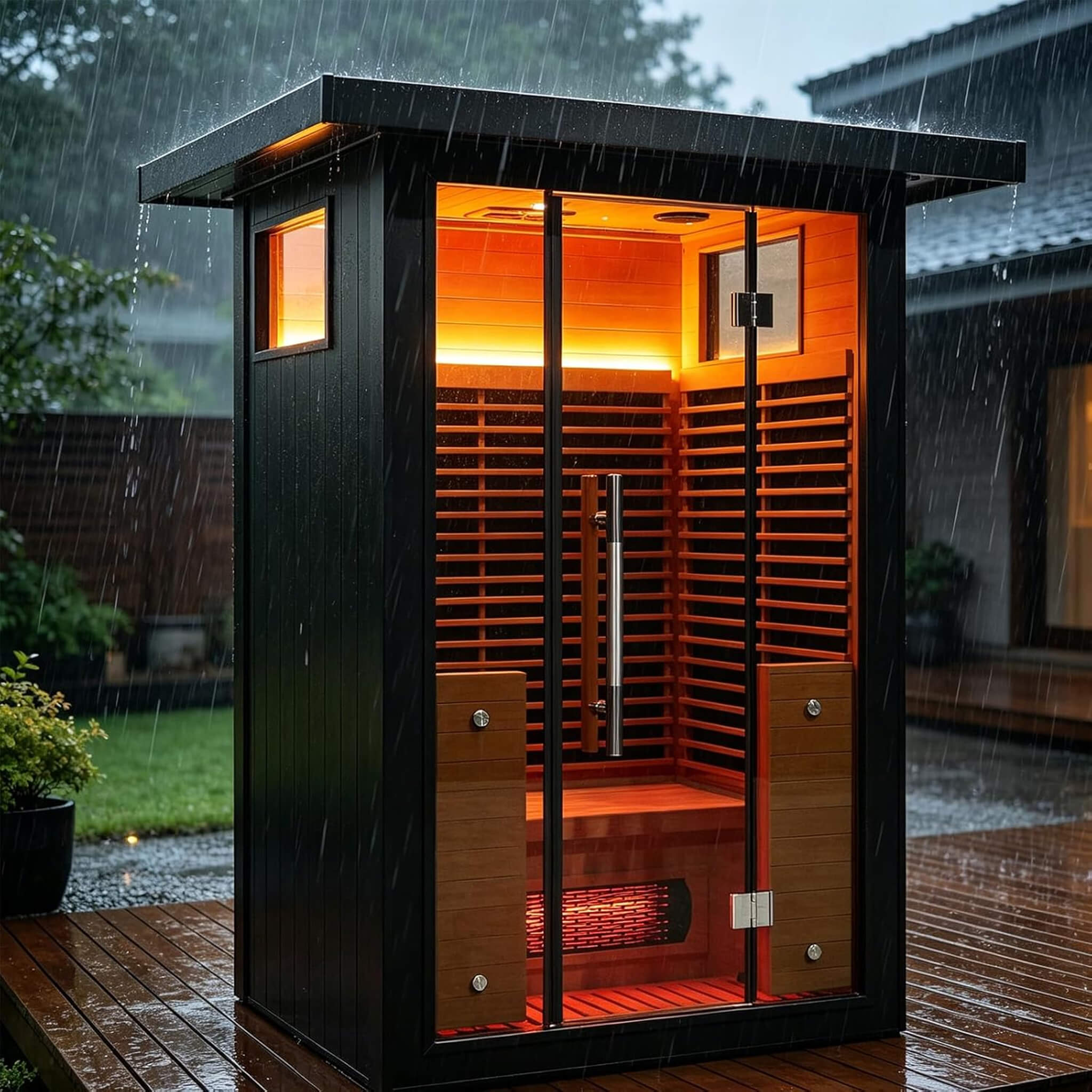 Thermora Lugano 2-Person Outdoor Full-Spectrum Infrared Sauna With Aluminum Alloy Exterior & WiFi (SAK14973) - The Vitality Estate