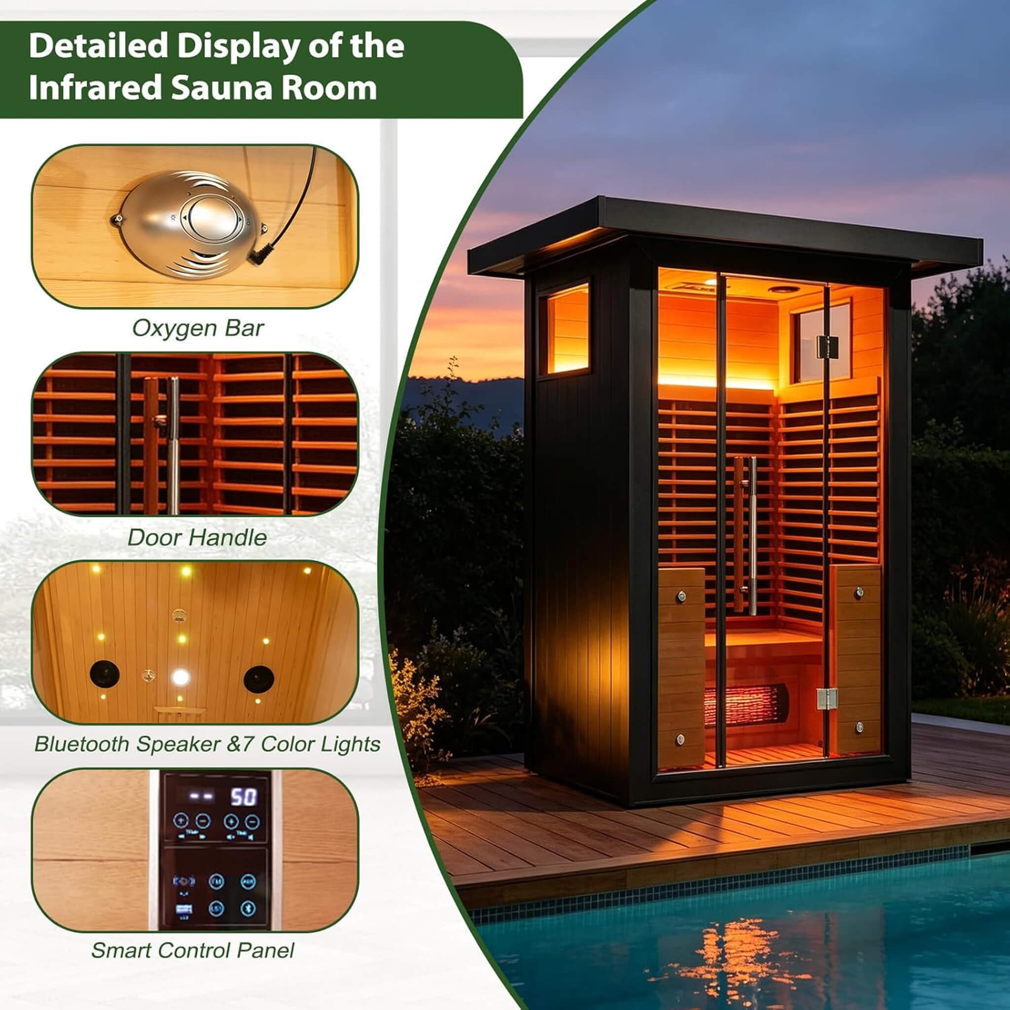 Thermora Lugano 2-Person Outdoor Full-Spectrum Infrared Sauna With Aluminum Alloy Exterior & WiFi (SAK14973) - The Vitality Estate
