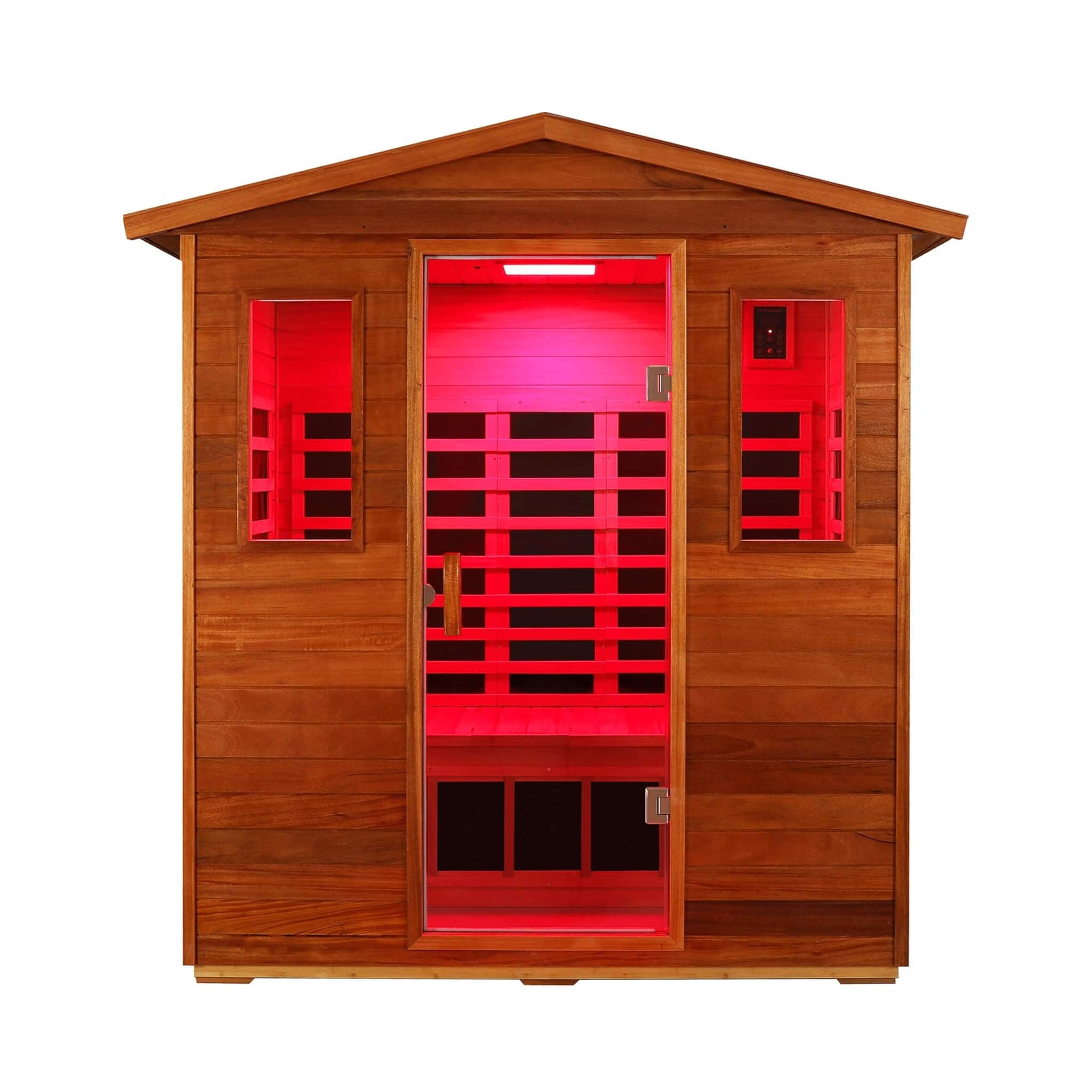 Thermora Vanta Luxury 3-Person Outdoor Mahogany Full Spectrum Ultra-Low EMF FAR Infrared Sauna With Chromotherapy And Bluetooth Speakers (SAK83460) - The Vitality Estate