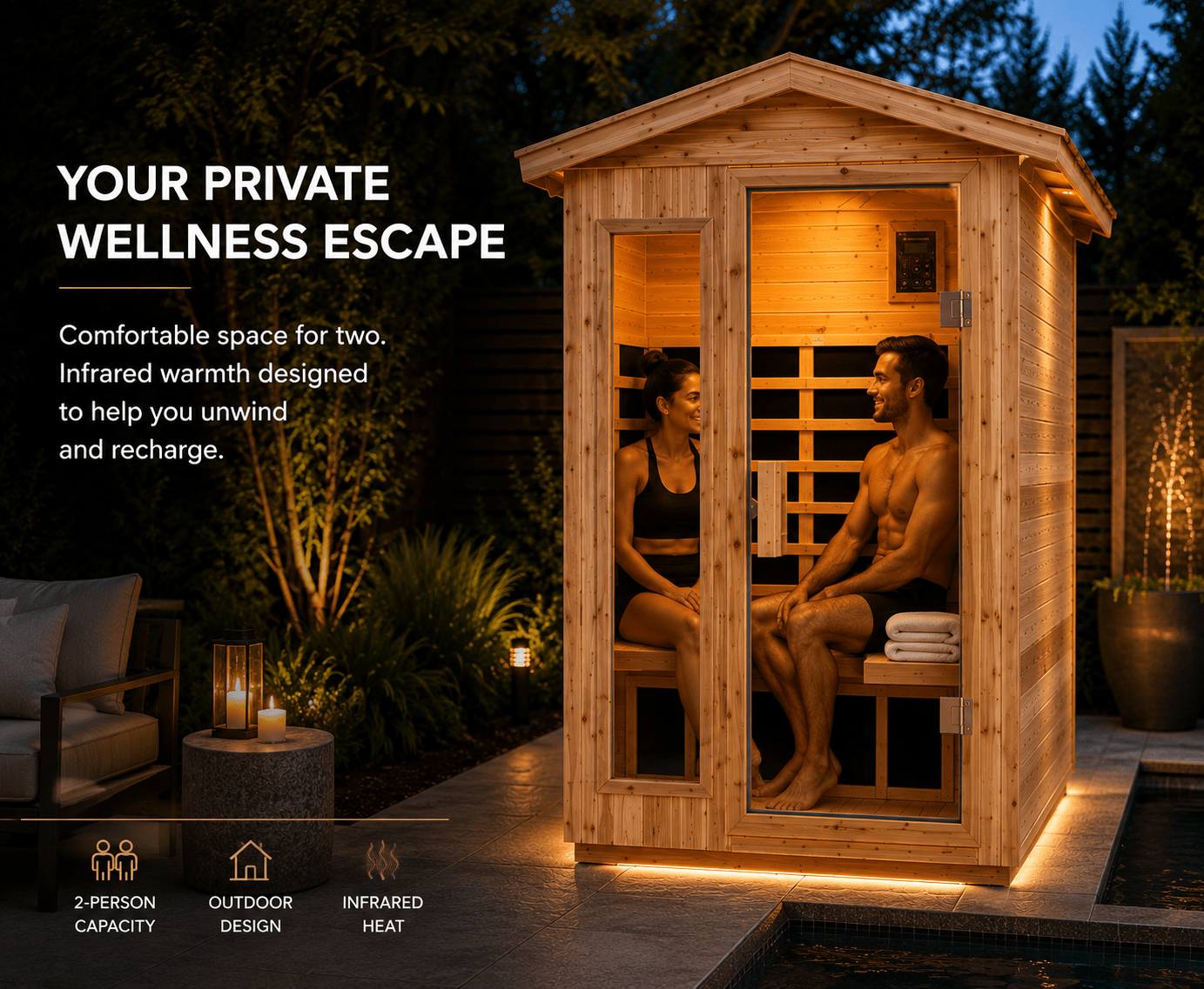 Thermora Vexa 2-Person Outdoor Infrared Sauna - The Vitality Estate