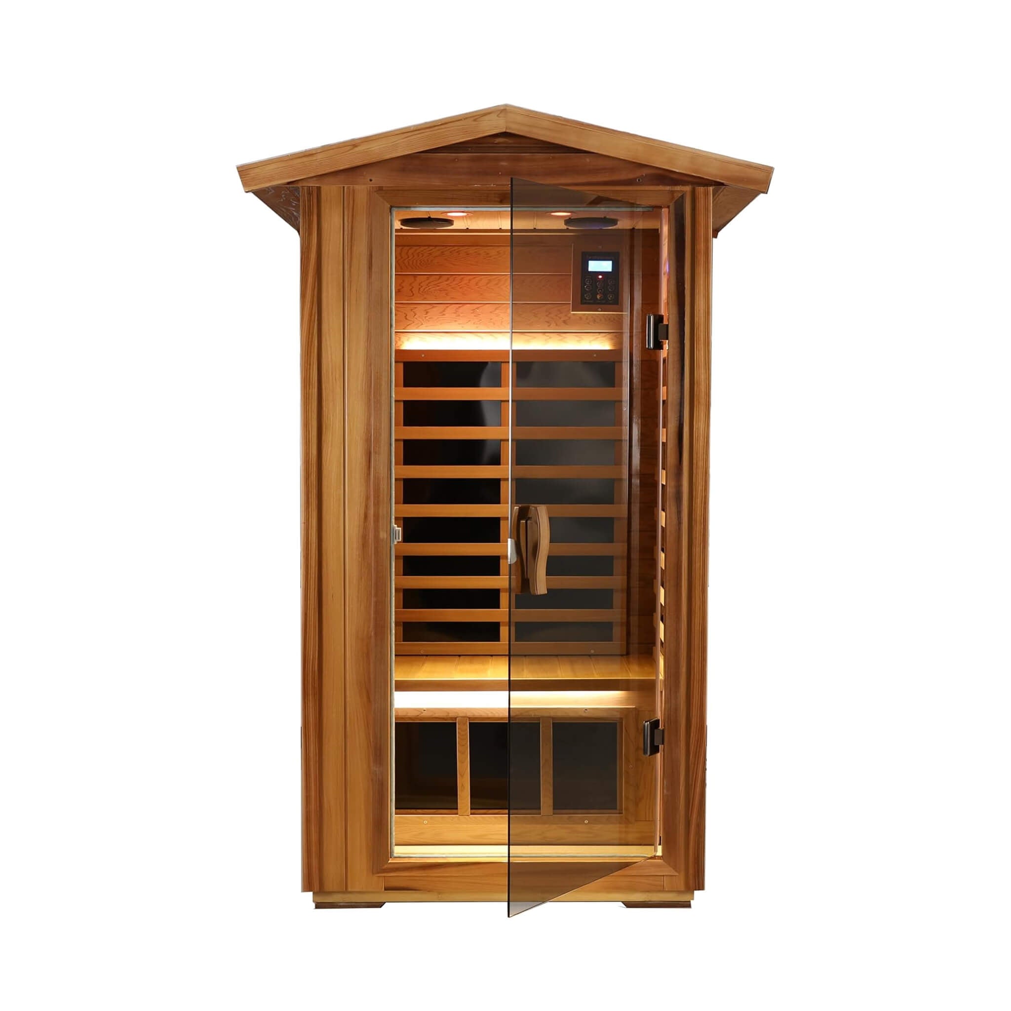 Thermora Xyra Premium 1-Person Outdoor Red Cedar Infrared Sauna With Low EMF, Chromotherapy And Bluetooth (SAK32783) - The Vitality Estate