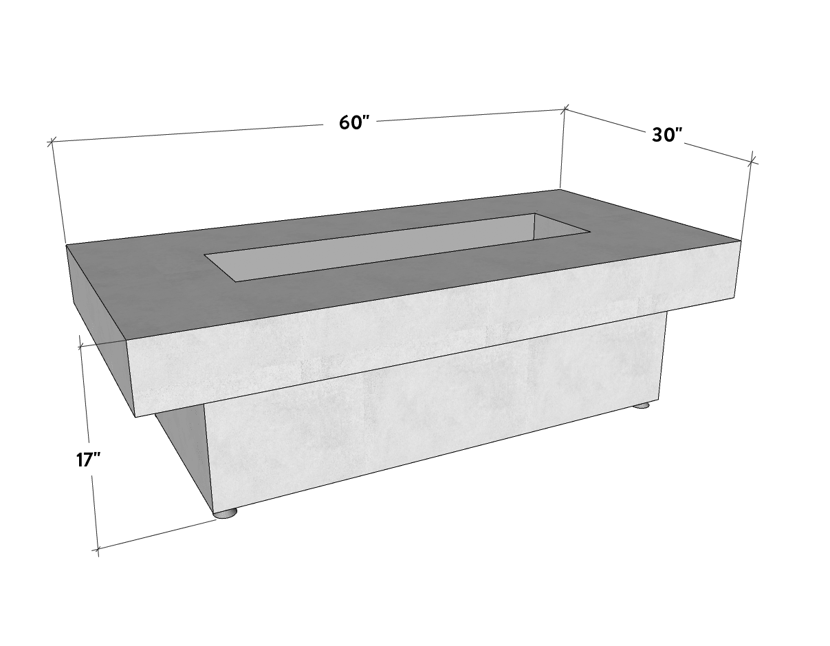 Toplina - Rectangular Concrete Fire Pit Table - The Vitality Estate