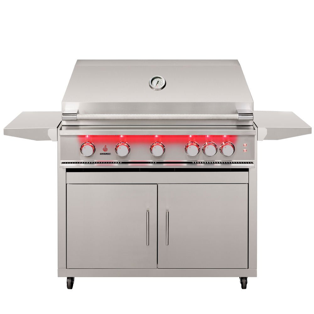TrueFlame 40-Inch 5-Burner Freestanding Gas Grill with Rear Infrared Burner and Grill Lights - The Vitality Estate