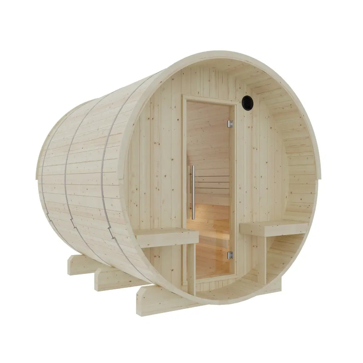 Turku Finnish Barrel Sauna with Terrace and WiFi Heater - Finnish Sauna Builders - The Vitality Estate