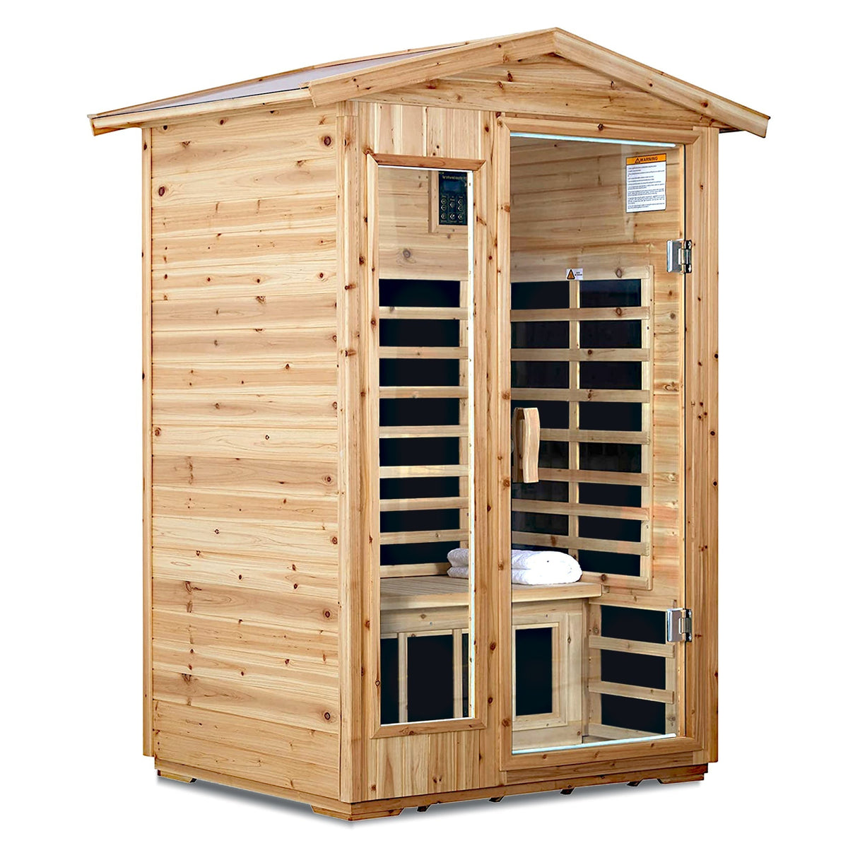Two Person Far Infrared Old Fir Outdoor Sauna Room with Bluetooth and LED Lighting - The Vitality Estate