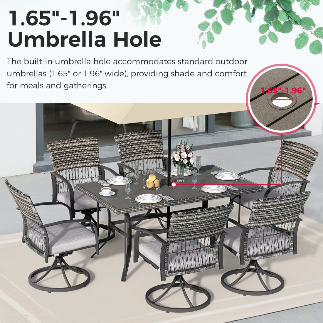 Weave Outdoor Dining Set, 7-Piece, Full Swivel - The Vitality Estate