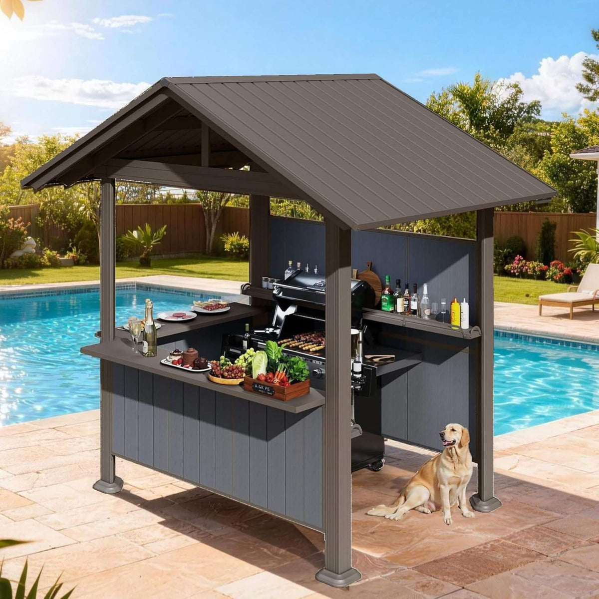 [06X09FT] Alora Heavy-Duty Gable Roof Hardtop Grill Gazebo (SAK49731) - The Vitality Estate