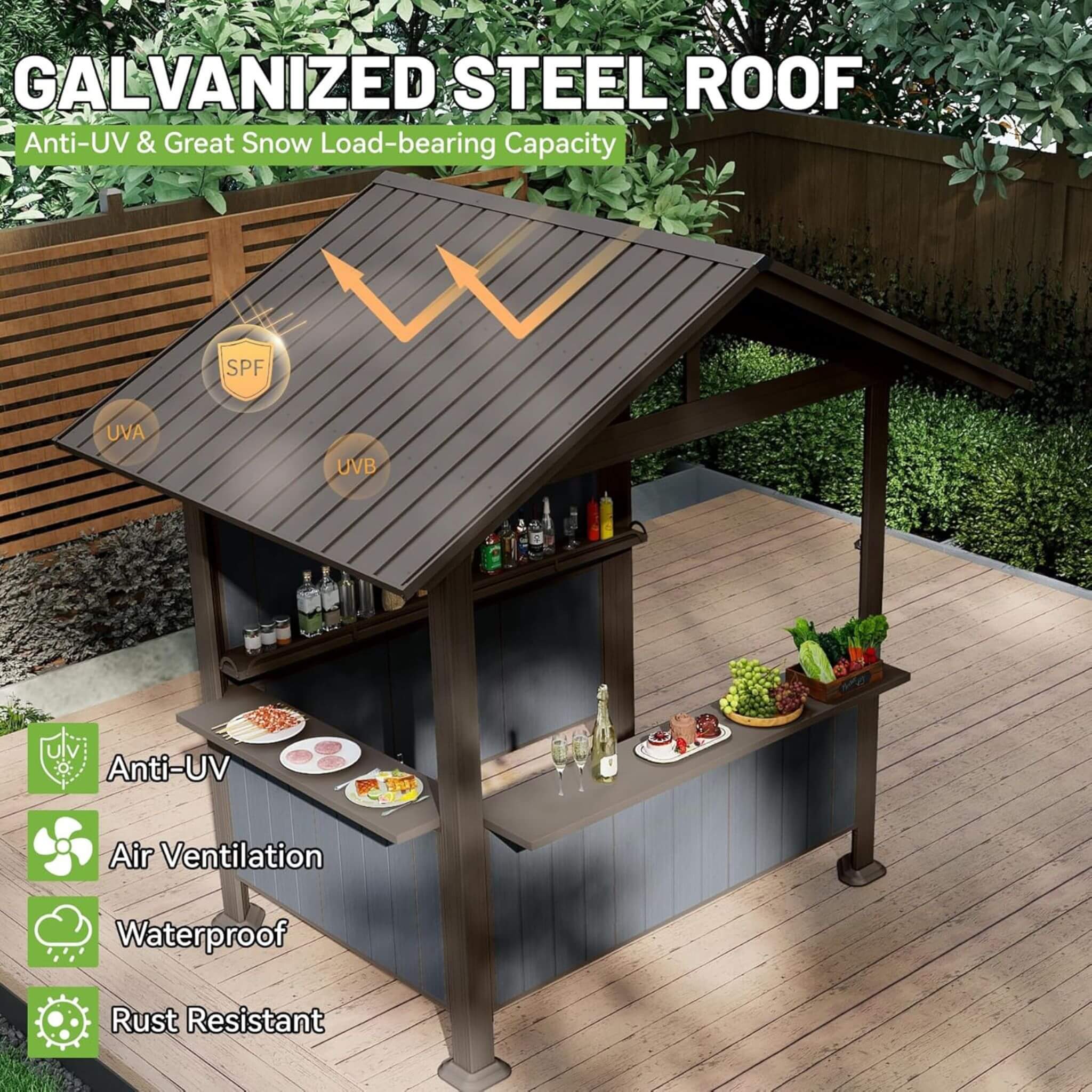 [06X09FT] Alora Heavy-Duty Gable Roof Hardtop Grill Gazebo (SAK49731) - The Vitality Estate