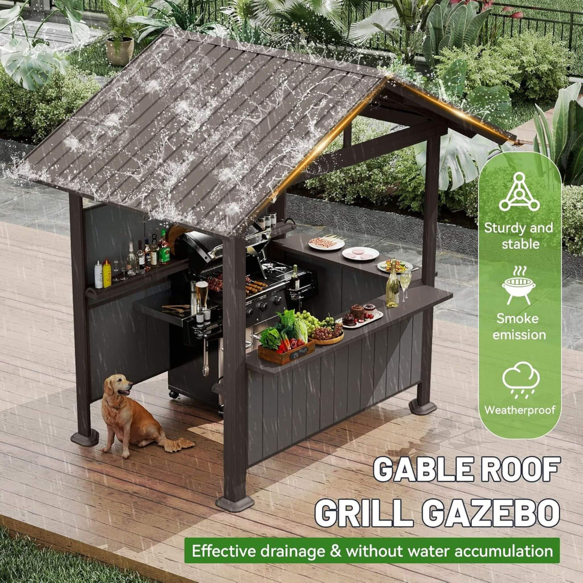 [06X09FT] Alora Heavy-Duty Gable Roof Hardtop Grill Gazebo (SAK49731) - The Vitality Estate