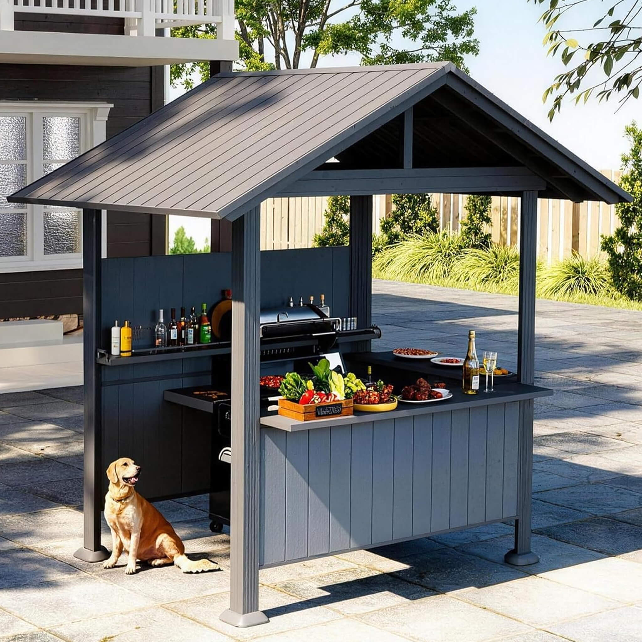 [06X09FT] Alora Heavy-Duty Gable Roof Hardtop Grill Gazebo (SAK49731) - The Vitality Estate