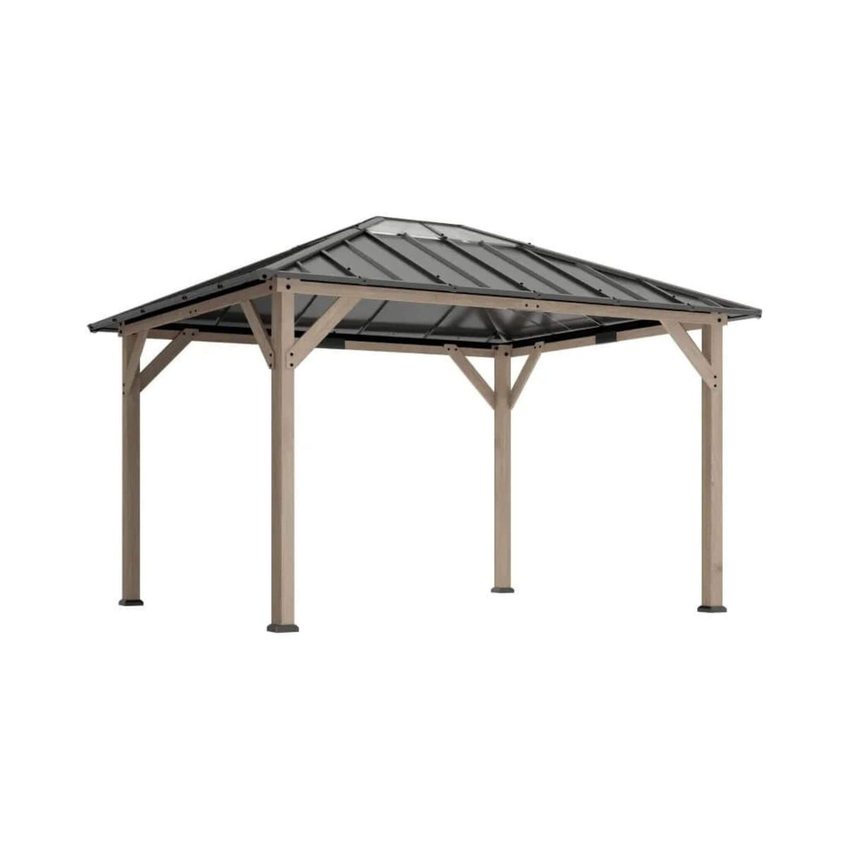 [08X10] Alora Heavy-Duty Fir Wood Hardtop Gazebo With Galvanized Steel Roof And Ceiling Hooks (SAK29467) - The Vitality Estate