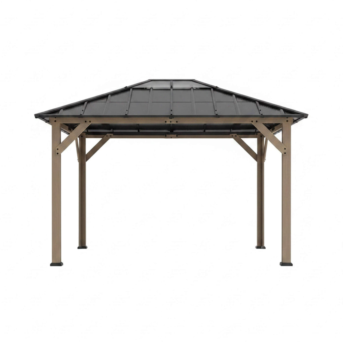 [08X10] Alora Heavy-Duty Fir Wood Hardtop Gazebo With Galvanized Steel Roof And Ceiling Hooks (SAK29467) - The Vitality Estate