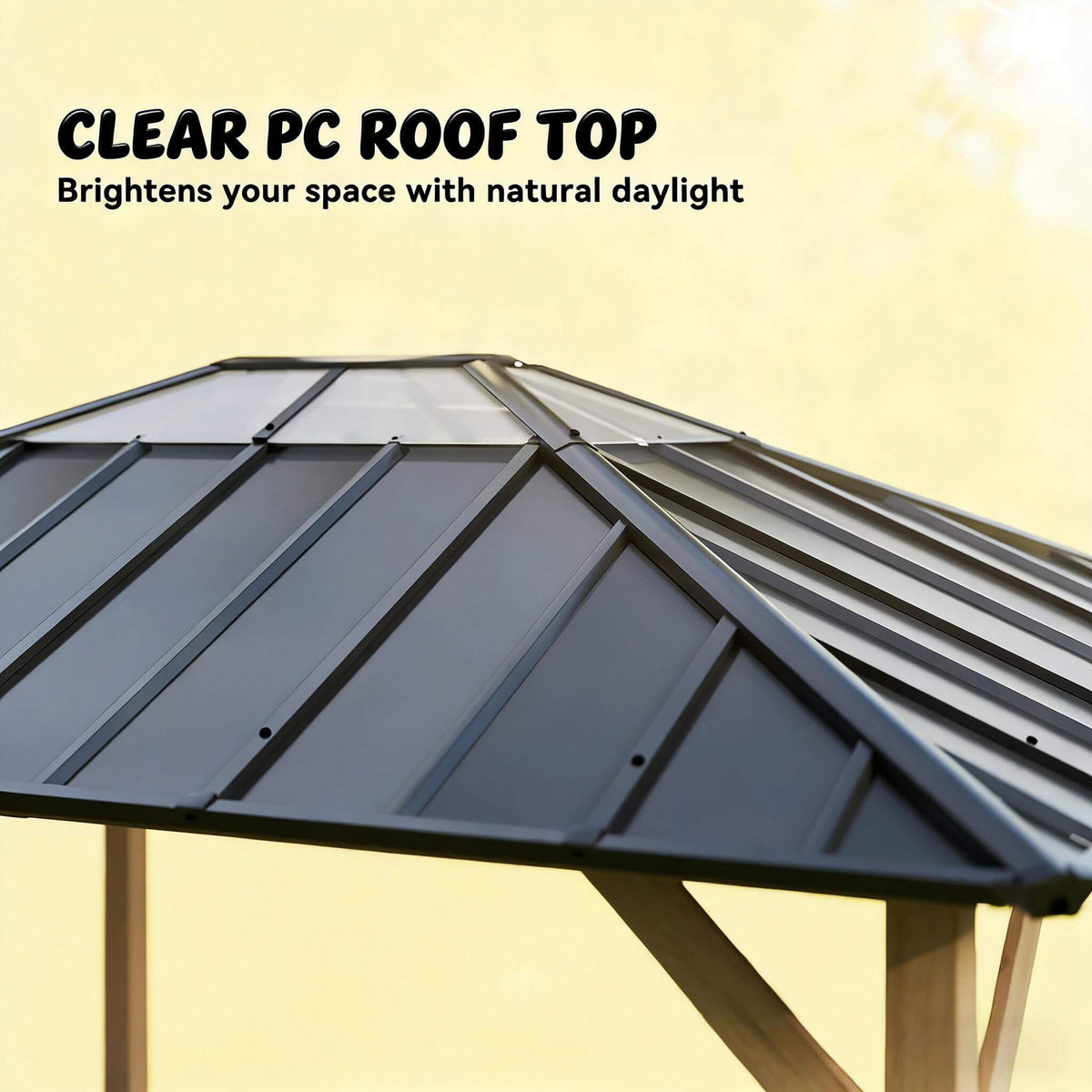[08X10] Alora Heavy-Duty Fir Wood Hardtop Gazebo With Galvanized Steel Roof And Ceiling Hooks (SAK29467) - The Vitality Estate