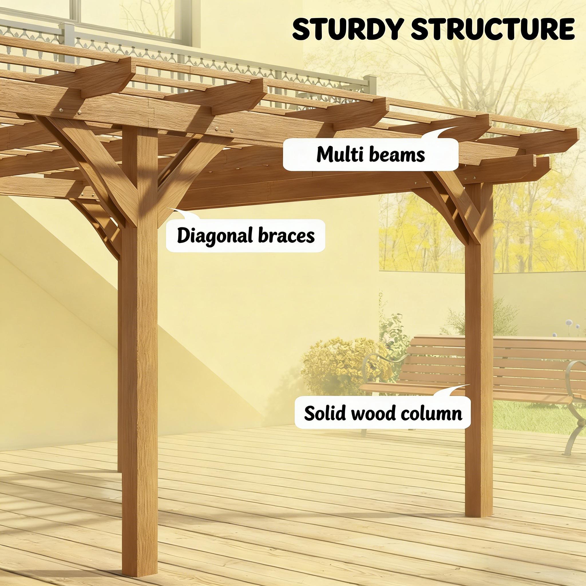 [09X12FT] Alora Premium Outdoor Wooden Grape Trellis Pergola (SAK18579) - The Vitality Estate