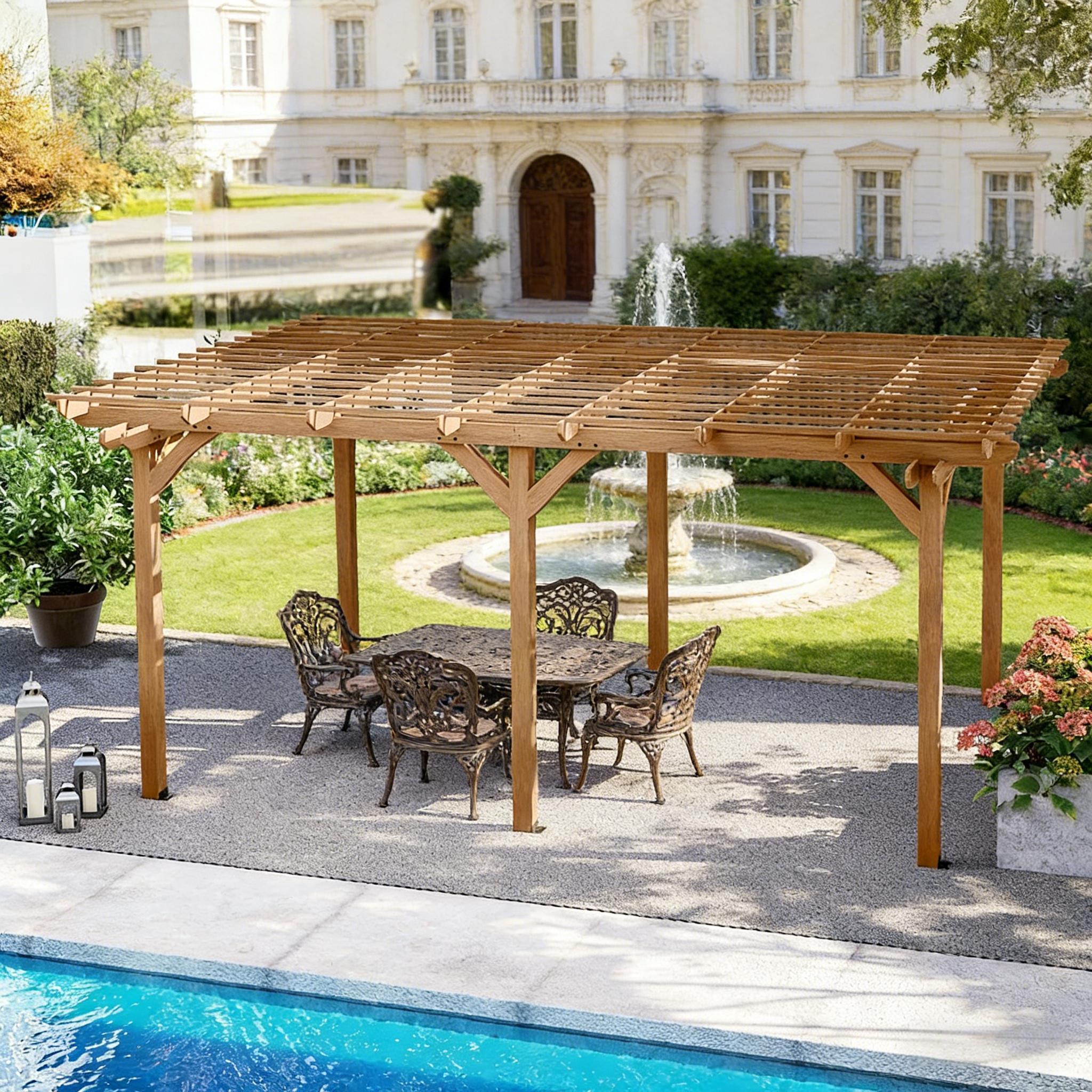 [09X12FT] Alora Premium Outdoor Wooden Grape Trellis Pergola (SAK18579) - The Vitality Estate