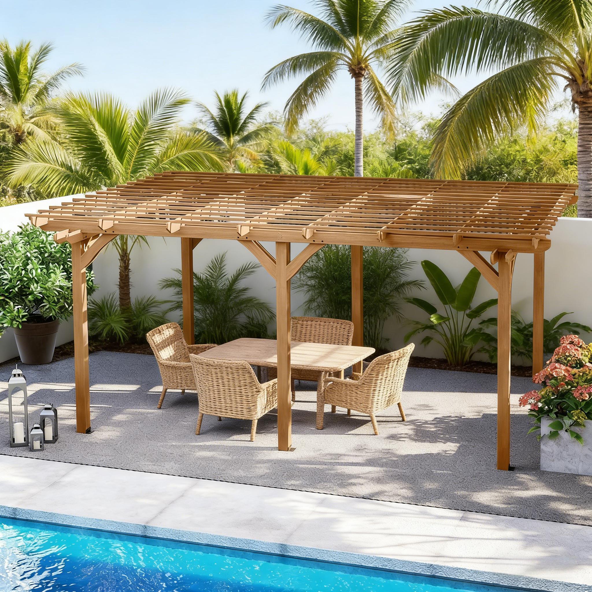 [09X12FT] Alora Premium Outdoor Wooden Grape Trellis Pergola (SAK18579) - The Vitality Estate