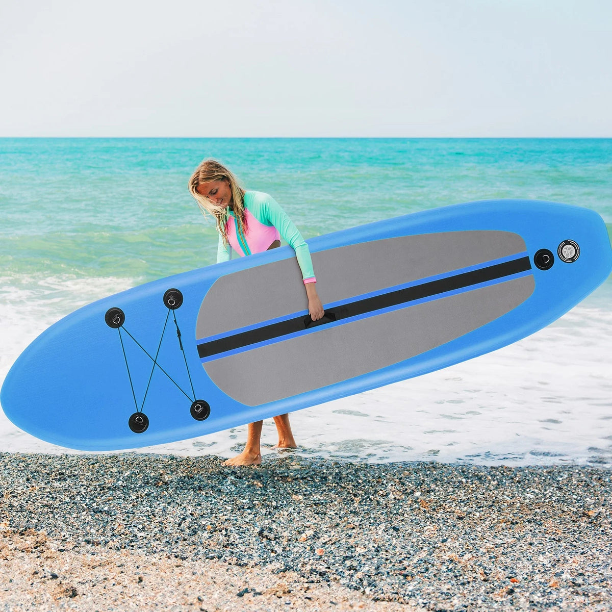 10' Inflatable Stand up Paddle Board SUP Surfboard with Aluminum Paddle for Adults, 6'' Thick - The Vitality Estate