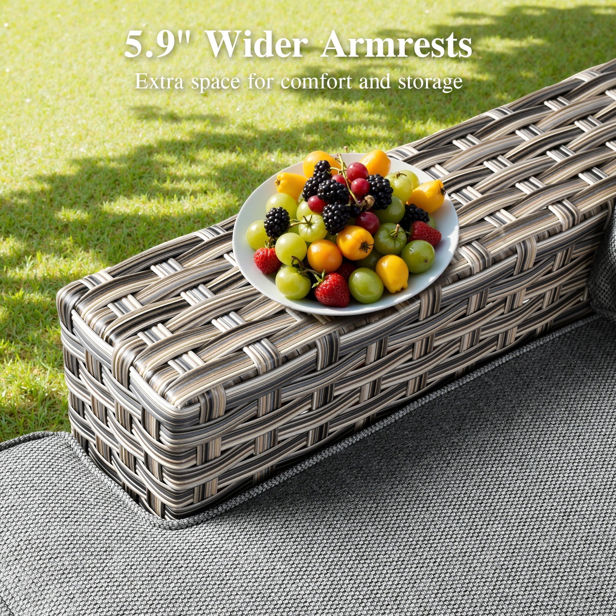 10 Pieces Outdoor Patio Furniture Set with Fire Pit All-Weather Wicker Sectional with Swivel Chairs, Dark Gray - The Vitality Estate