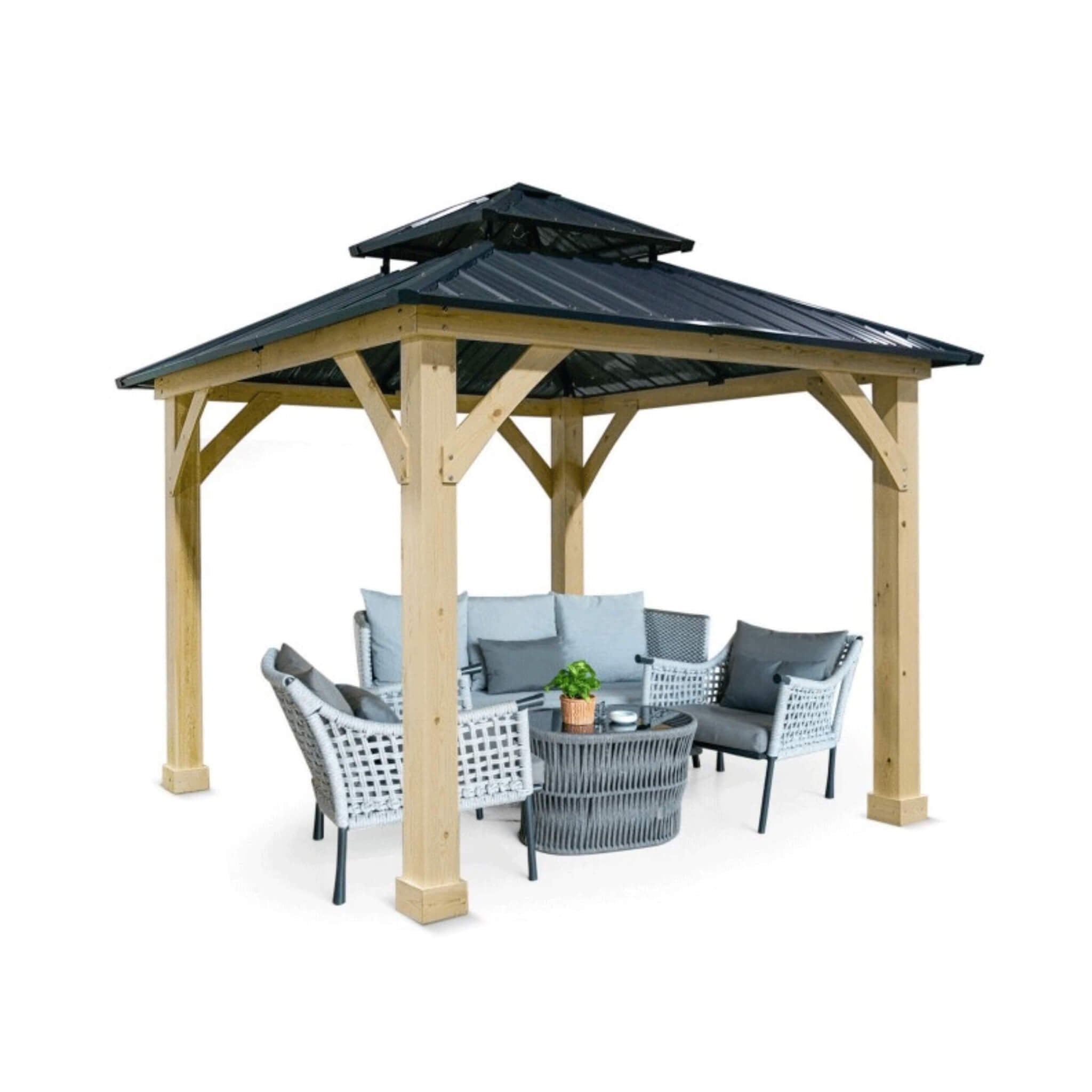 [10X10FT] Alora Premium Outdoor Patio Hardtop Gazebo W/ Double Steel Roof (SAK01291) - The Vitality Estate