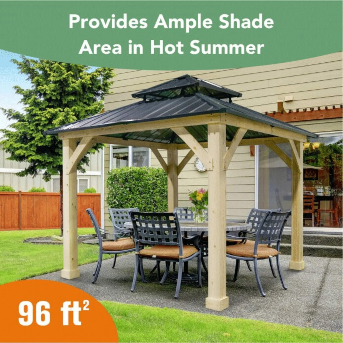 [10X10FT] Alora Premium Outdoor Patio Hardtop Gazebo W/ Double Steel Roof (SAK01291) - The Vitality Estate