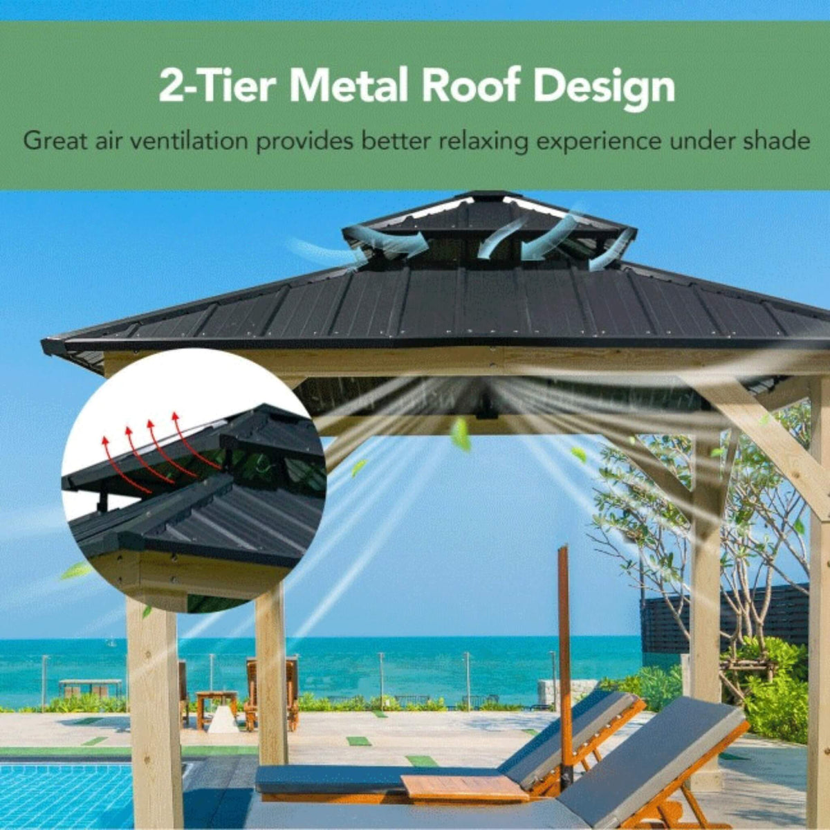 [10X10FT] Alora Premium Outdoor Patio Hardtop Gazebo W/ Double Steel Roof (SAK01291) - The Vitality Estate