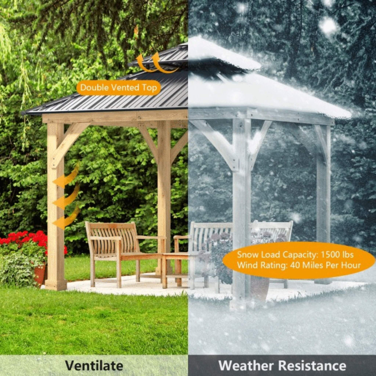 [10X10FT] Alora Premium Outdoor Patio Hardtop Gazebo W/ Double Steel Roof (SAK01291) - The Vitality Estate